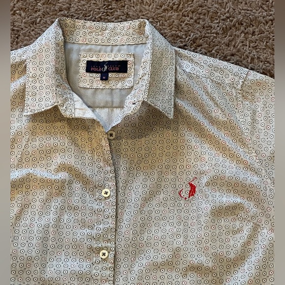 Long Beach Polo Club Short Sleeve Button Down Shirt Geometric Print Size Medium - Picture 3 of 5